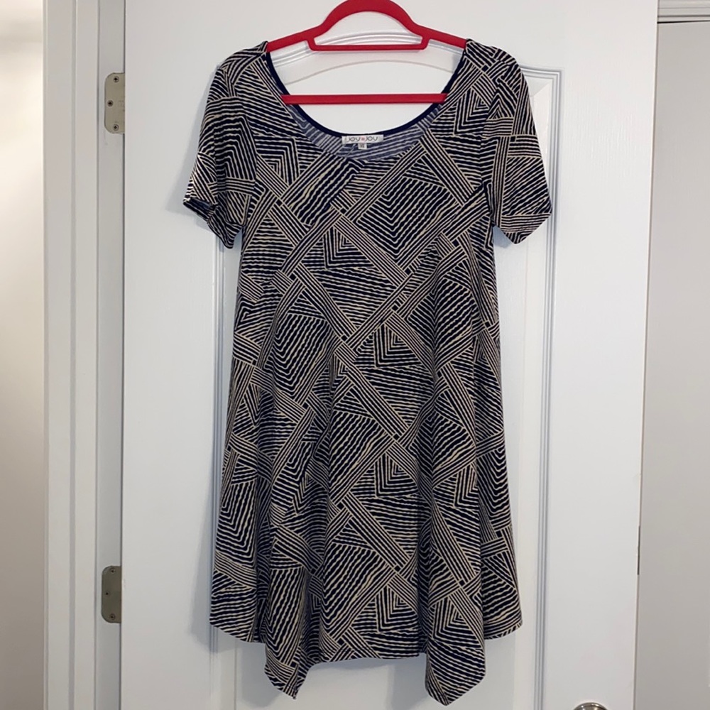 Boutique Navy and Cream Pattern Dress